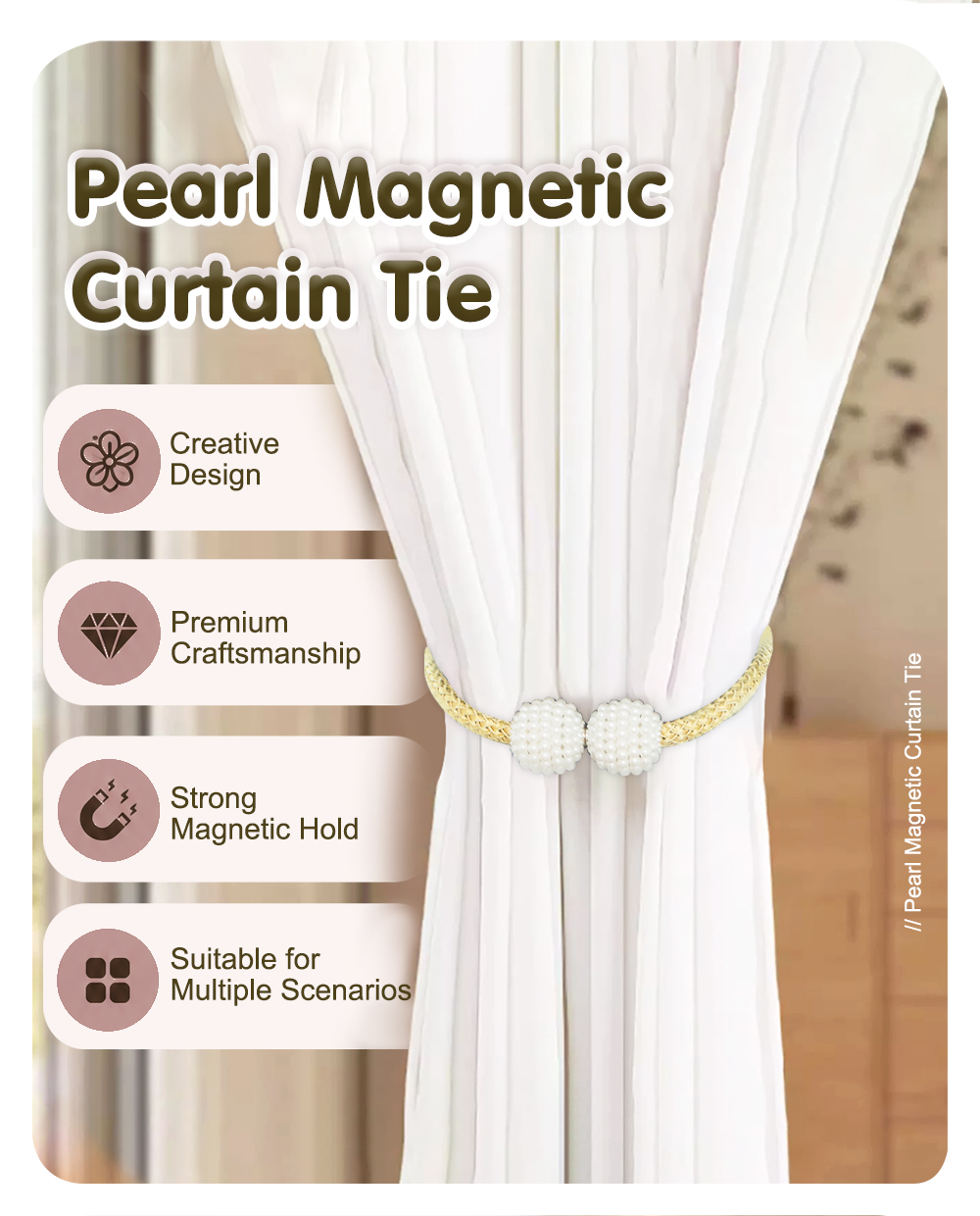 Pearl Magnetic Curtain Tie-1